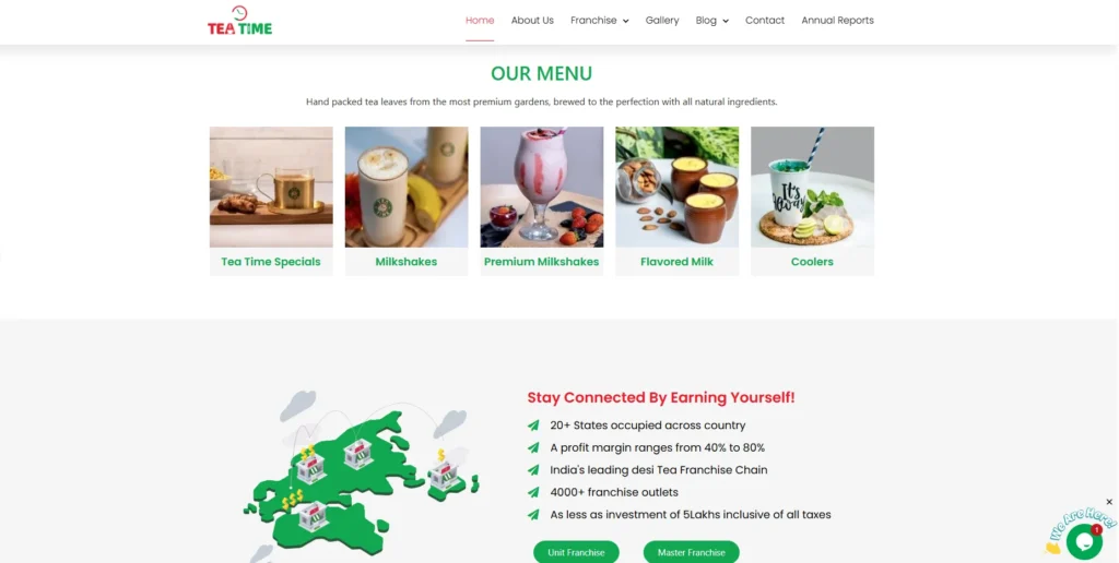 Tea Time Franchise Cost in India