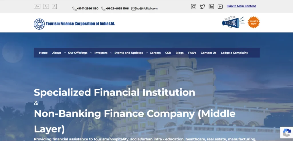  Finance Company in Delhi-Tourism Finance Corporation of India Limited (TFCI)