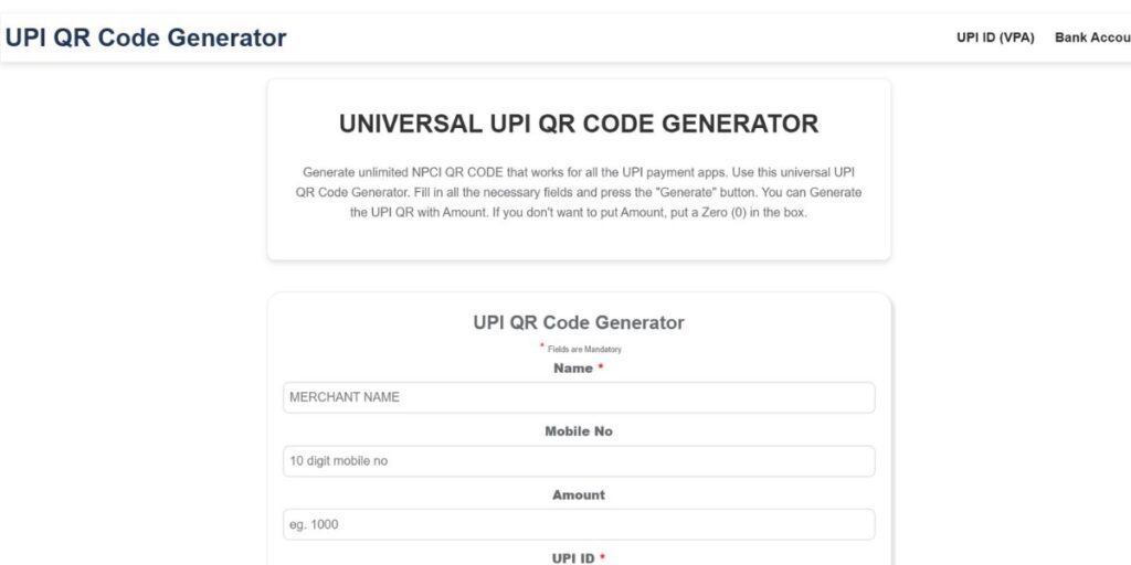 UPI QR Code Generator