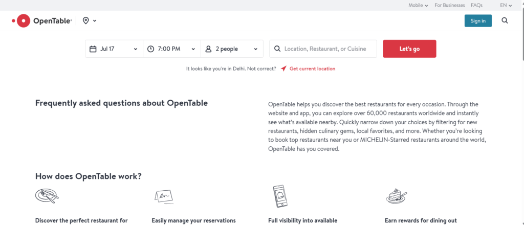 restaurant reservation software - OpenTable
