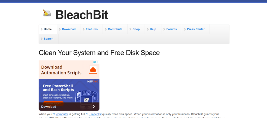 PC Cleaner – BleachBit