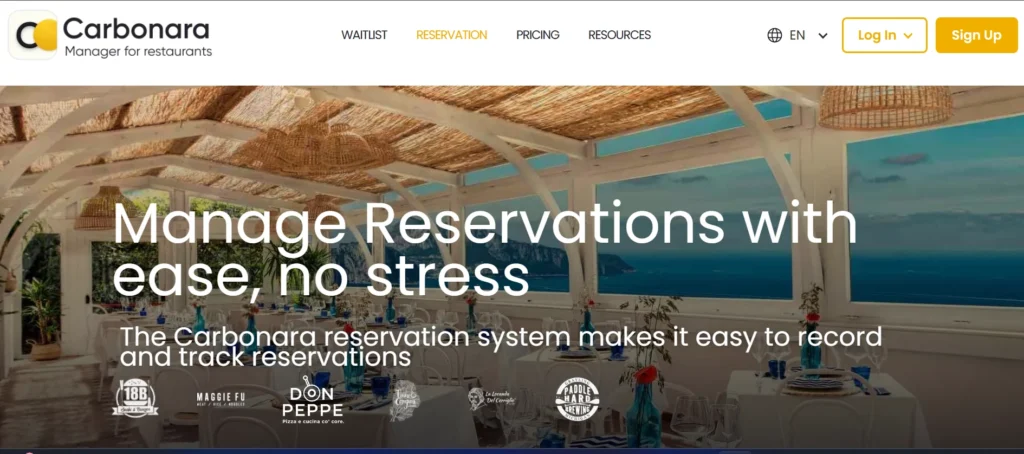 restaurant reservation software - Carbonara App
