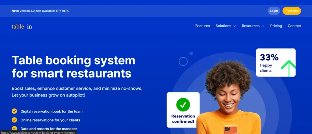 restaurant reservation software - Tablein
