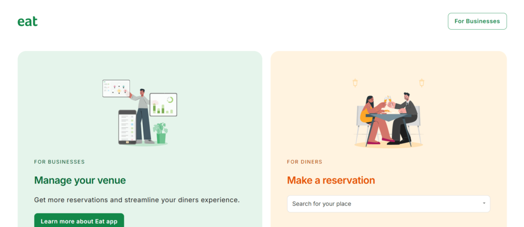 restaurant reservation software - Eat App
