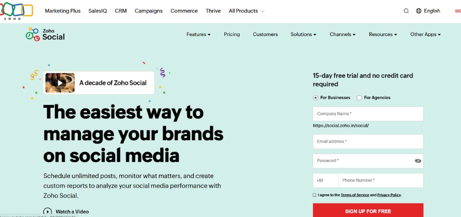 Zoho Social - YouTube scheduling tools