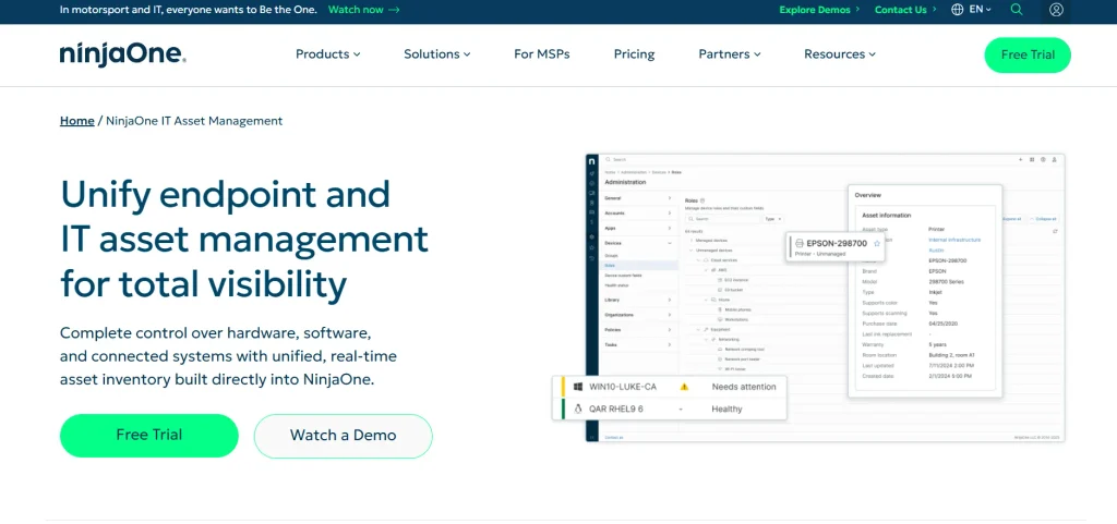 IT Asset Management Software- NinjaOne
