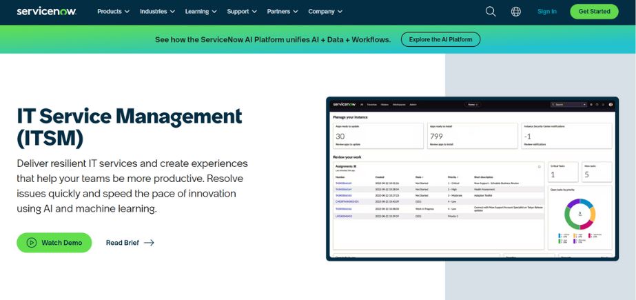 ServiceNow ITSM - Best Tools For Remote Employee Onboarding