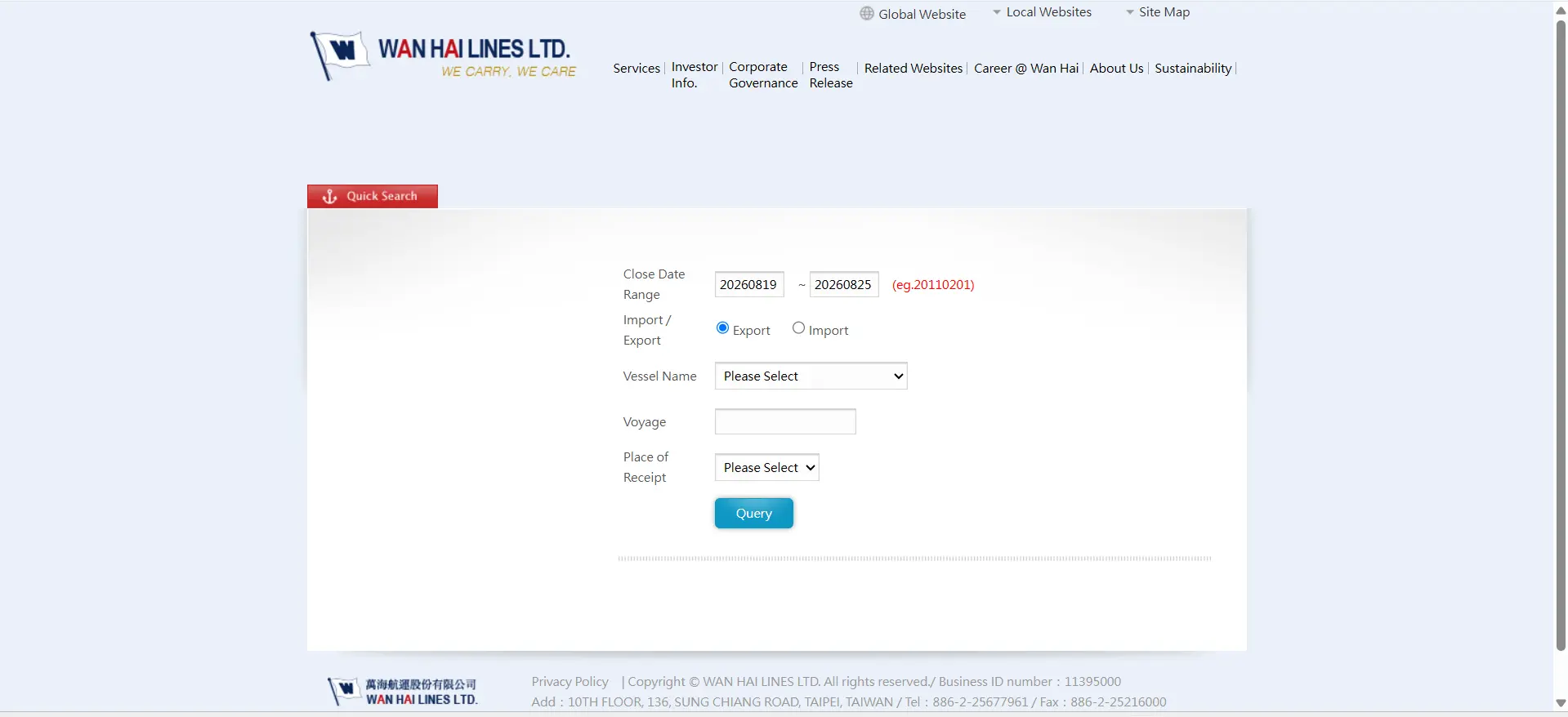 Shipping Companies in India - Wan Hai Lines