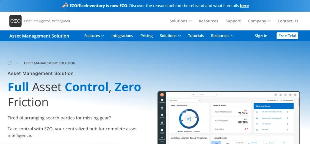 Best Asset Tracking Software:  EZOfficeInventory