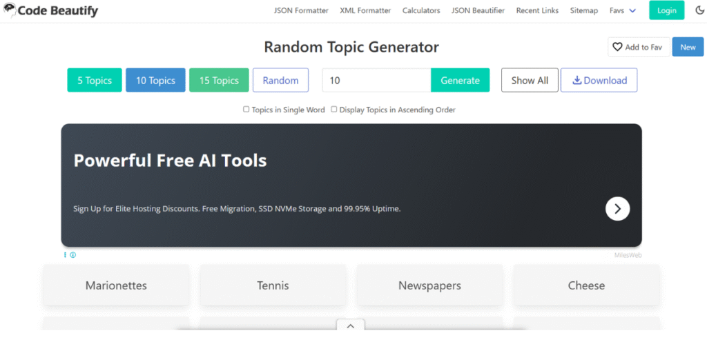Random Topic Generator