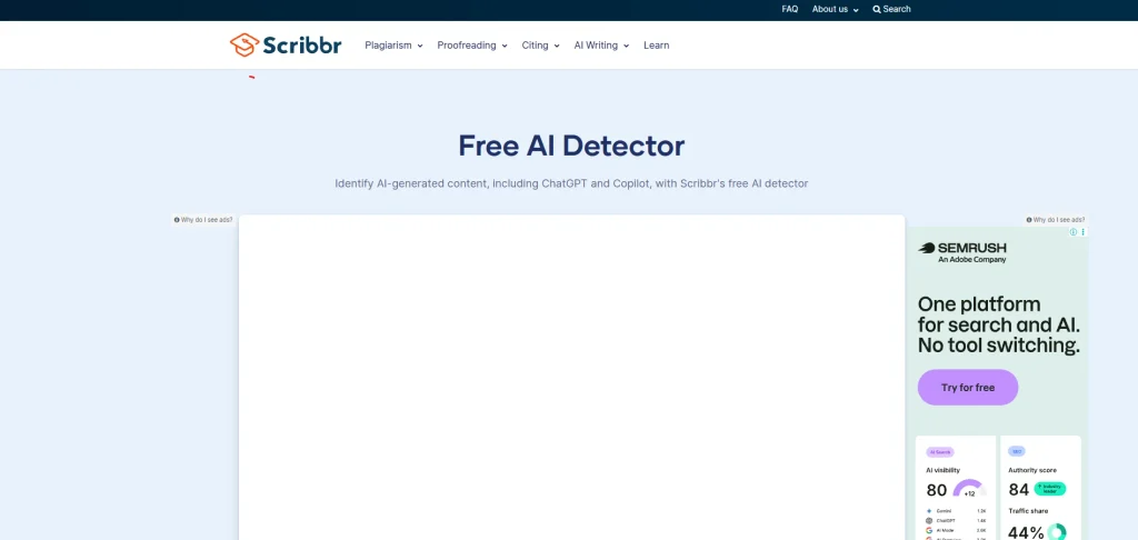 AI Content Detectors- Scribbr AI Det‍ector