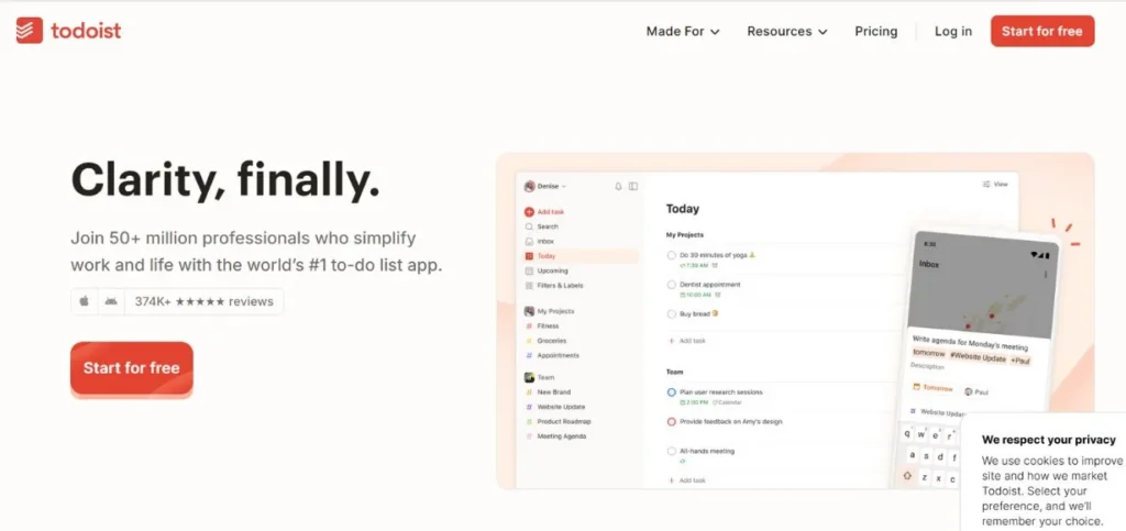 Todoist - Asana Alternatives