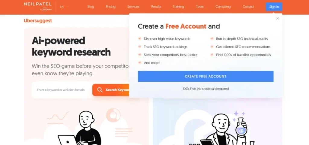 Ubersuggest - SEO Optimization Tools