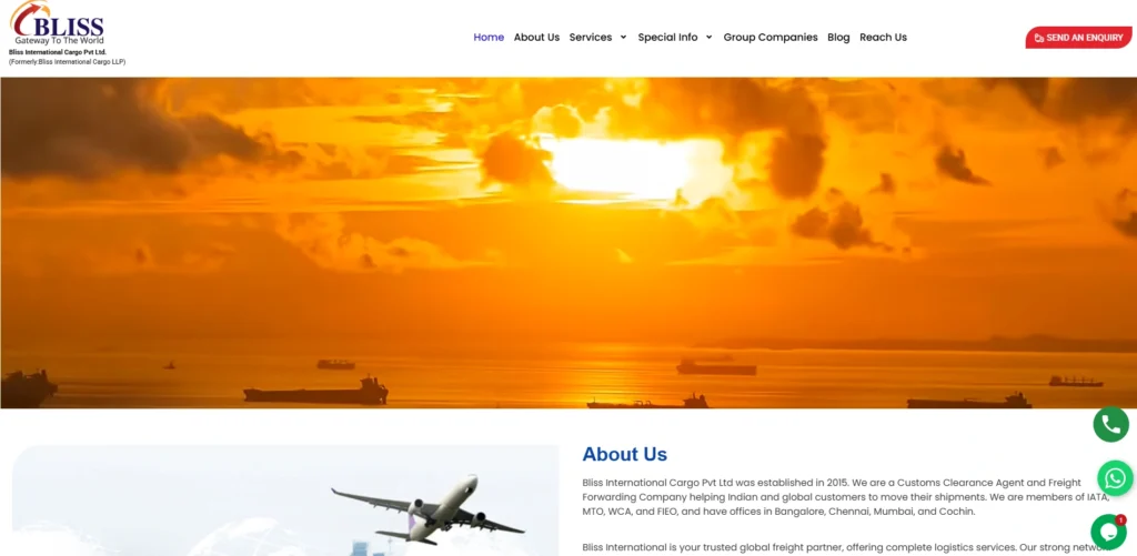 Shipping Company in Bangalore- BLISS INTERNATI​ONAL‌ CARGO 