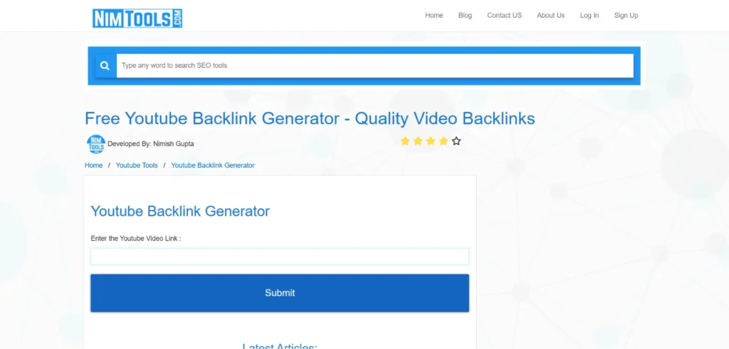 YouTube Backlink Generator Tool-NimTools