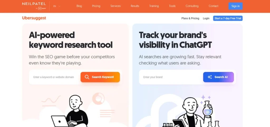 Ubersuggest - Keyword Research Tools