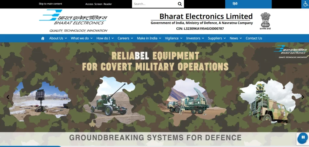 Manufacturing Company in Bangalore-Bharat Electro‍nics Limited (⁠BEL)