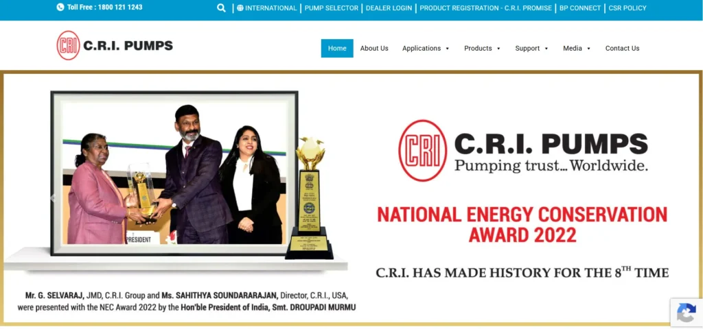  Manufacturing Company in Coimbatore -CRI Pumps