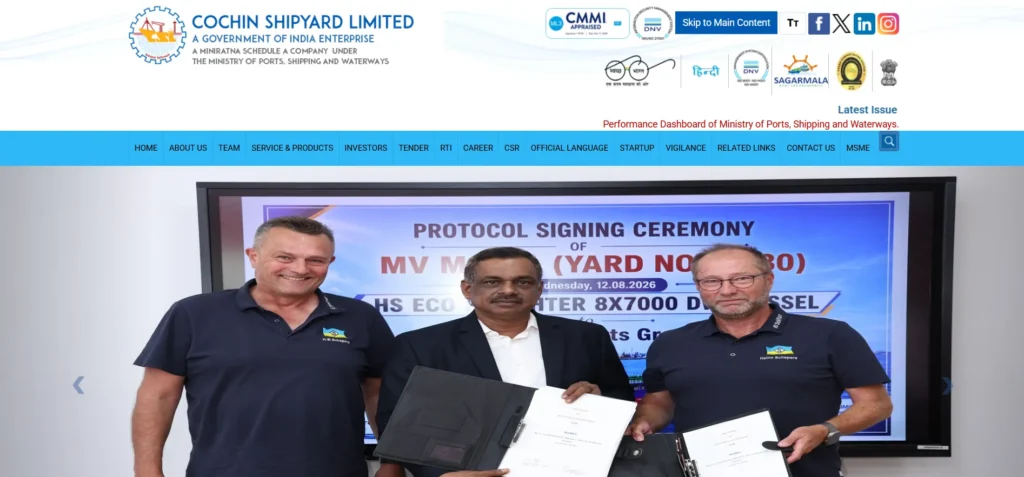  Manufacturing Company in Kerala -Co‌c​hin Shipyard