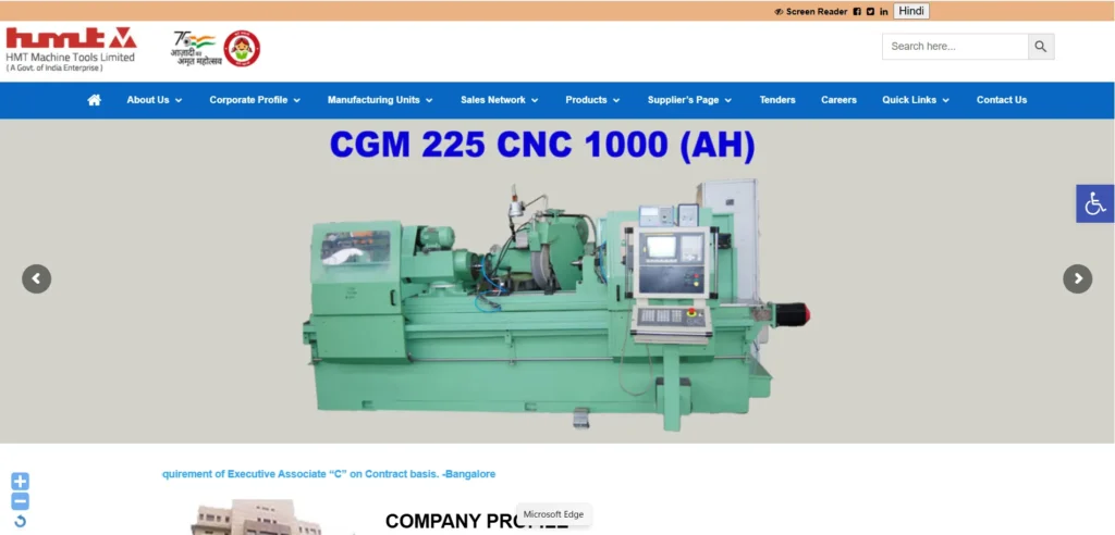 Manufacturing Company in Bangalore-HMT Machine Tool​s Li‌mi‌ted