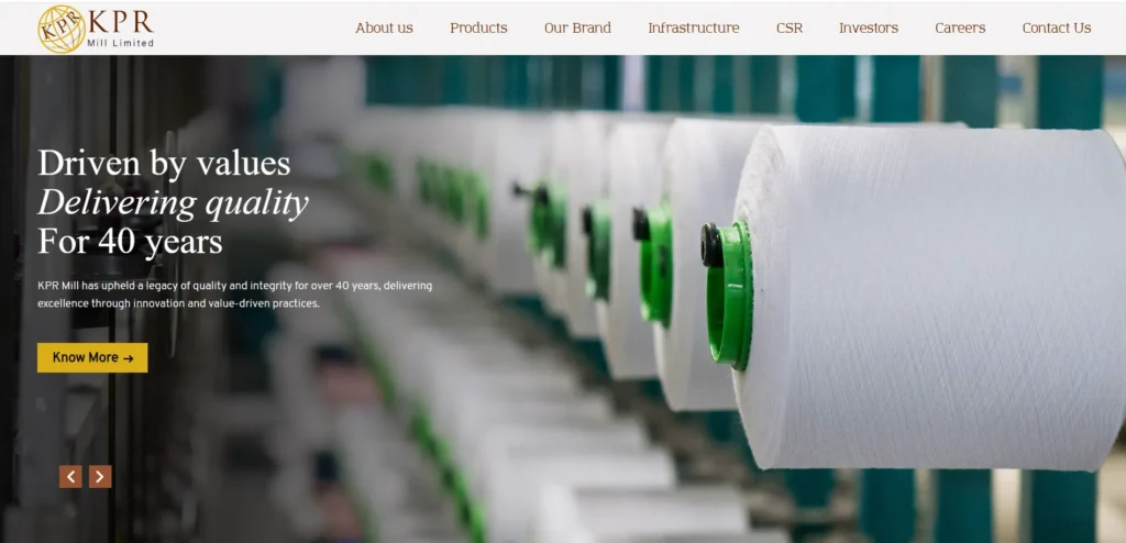  Manufacturing Company in Coimbatore -KPR Mill L‍imited‌