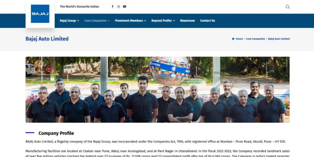 Manufacturing Companies in Pune - Bajaj Auto Limited