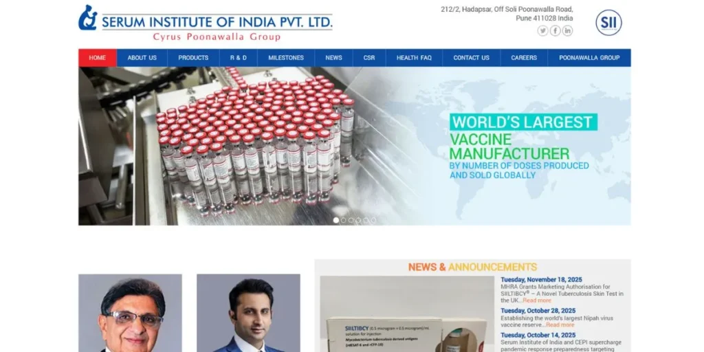 Manufacturing Companies in Pune - Serum Institute of India
