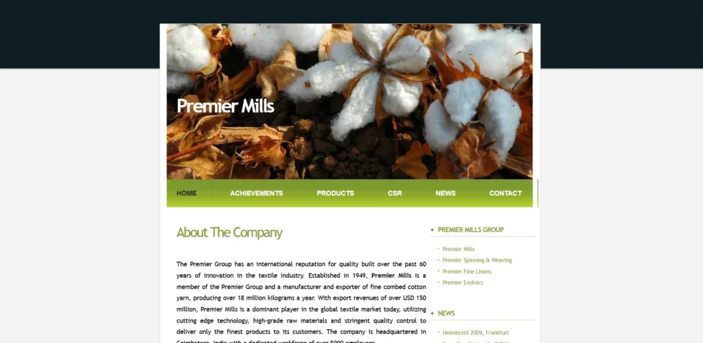  Manufacturing Company in Coimbatore -Premier Mil‌ls