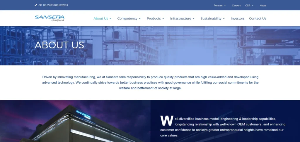 Manufacturing Company in Bangalore-Sansera Engineer​ing Limite‌d