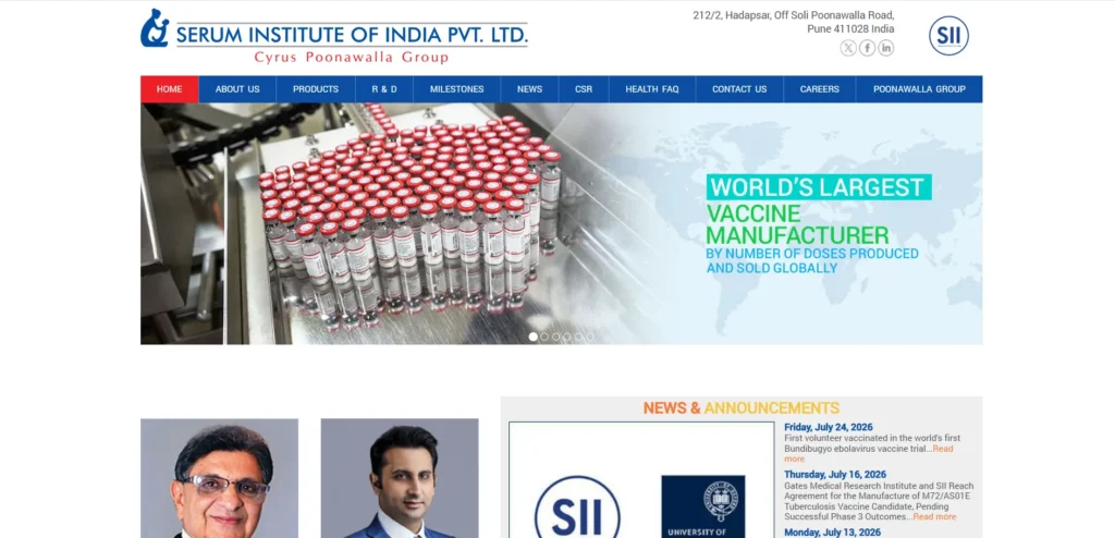  Manufacturing Company in Pune- Ser⁠um Institute of India