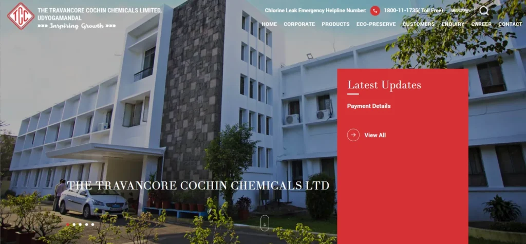  Manufacturing Company in Kerala -Travancore‍ Cochin Ch‍emica⁠ls Limit‌ed (TCC)‍