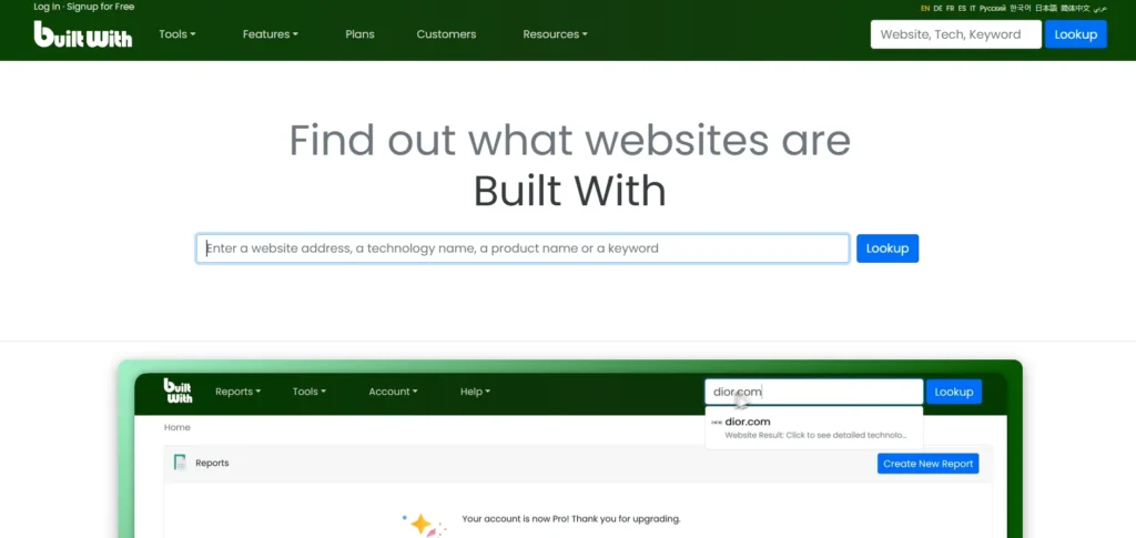 Free Competitor Analysis Tool - BuiltWith 