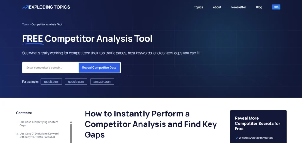 Free Competitor Analysis Tool - Exploding Topics