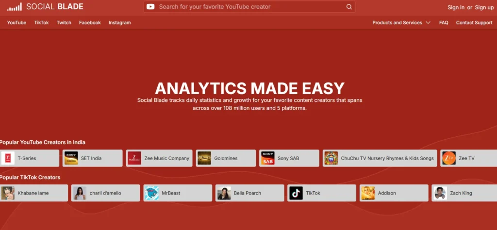 Free Competitor Analysis Tool - Social Blade