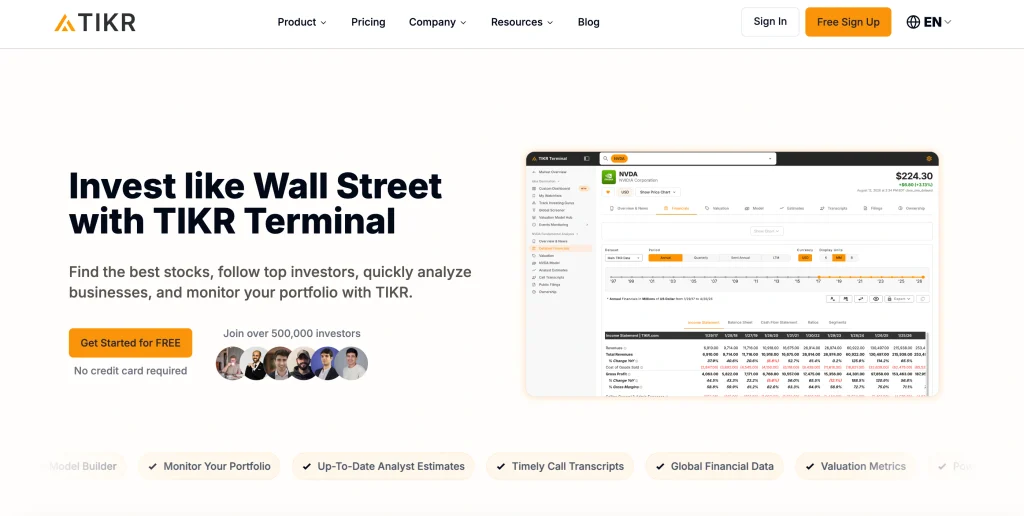 financial statement analysis tool - TIKR