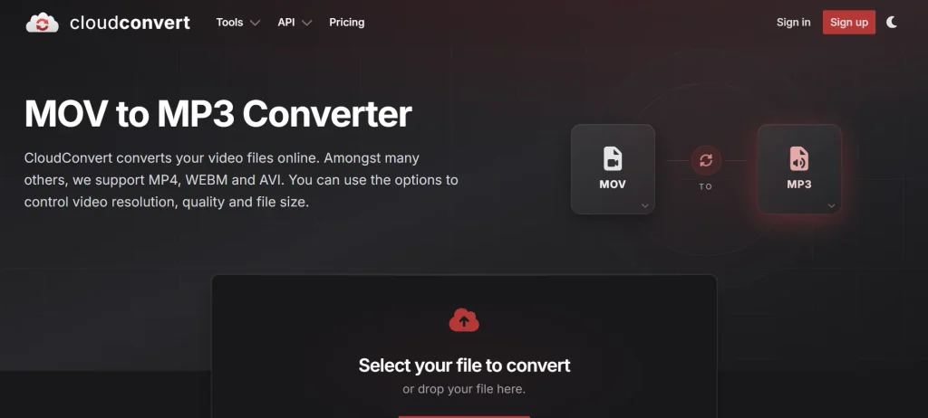 Free MOV to MP3 Converters-cloudconvert