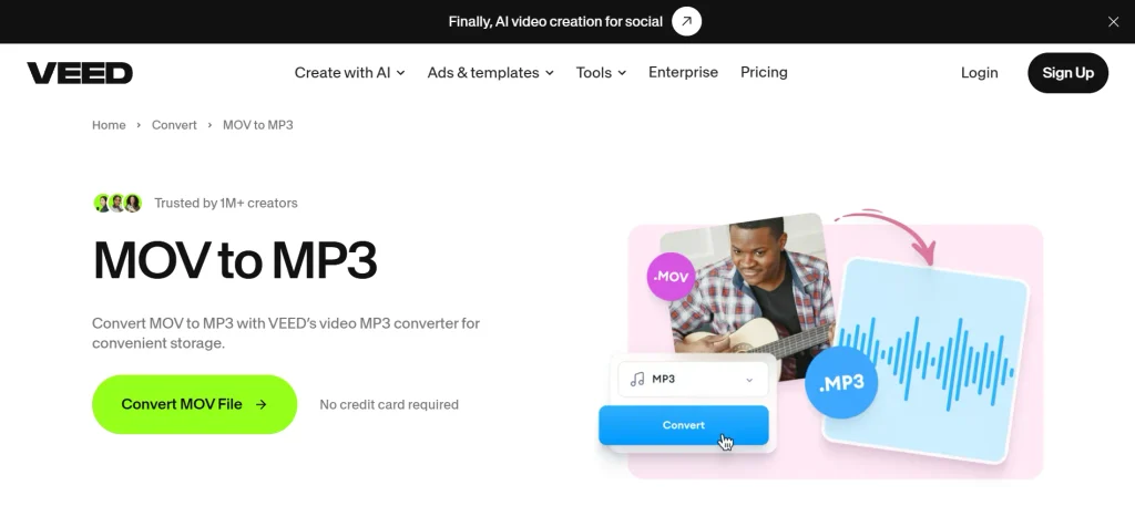 Free MOV to MP3 Converters-veed