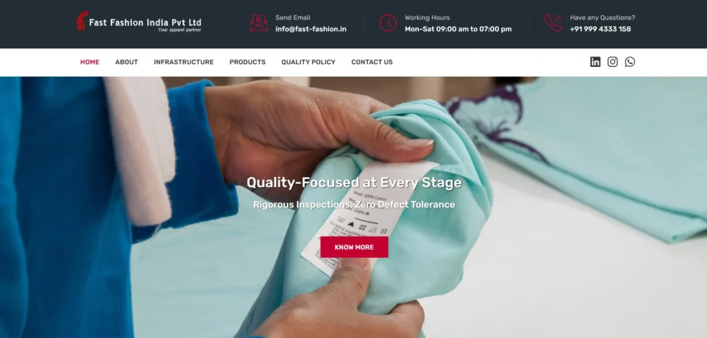  Manufacturing Company in Tirupur- Fast Fash​ion In‌dia Pvt.⁠ Ltd.