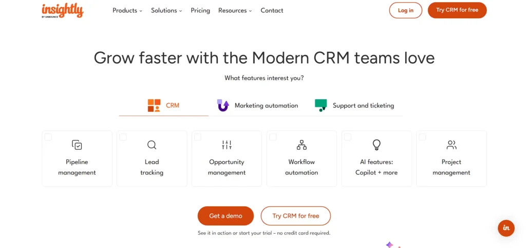 sales tracking software -  Insightly CRM