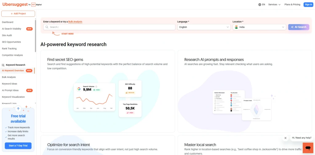 Ahrefs Alternative - Ubersuggest