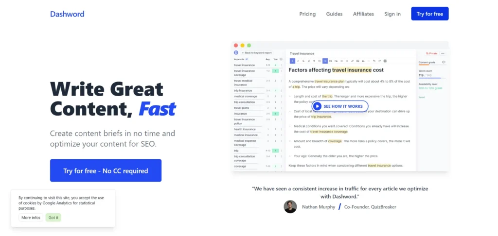 Dashword  - Content Optimization Tool