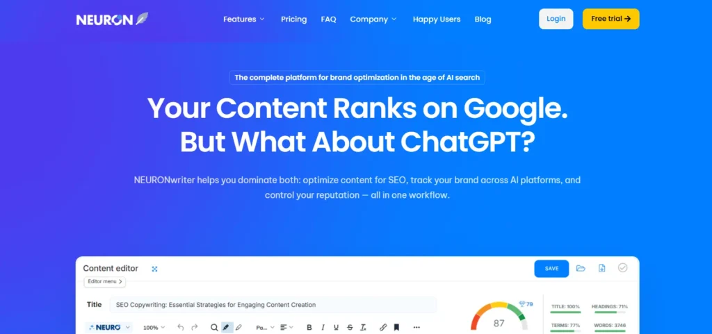 NeuronWriter - Content Optimization Tool
