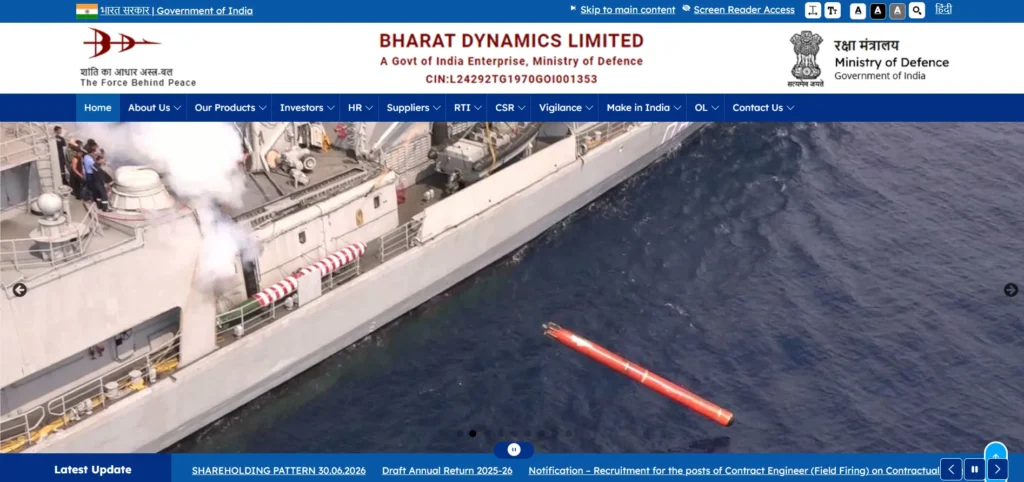 Manufacturing Company in Hyderabad- Bharat Dynamics Limit⁠ed (BDL)