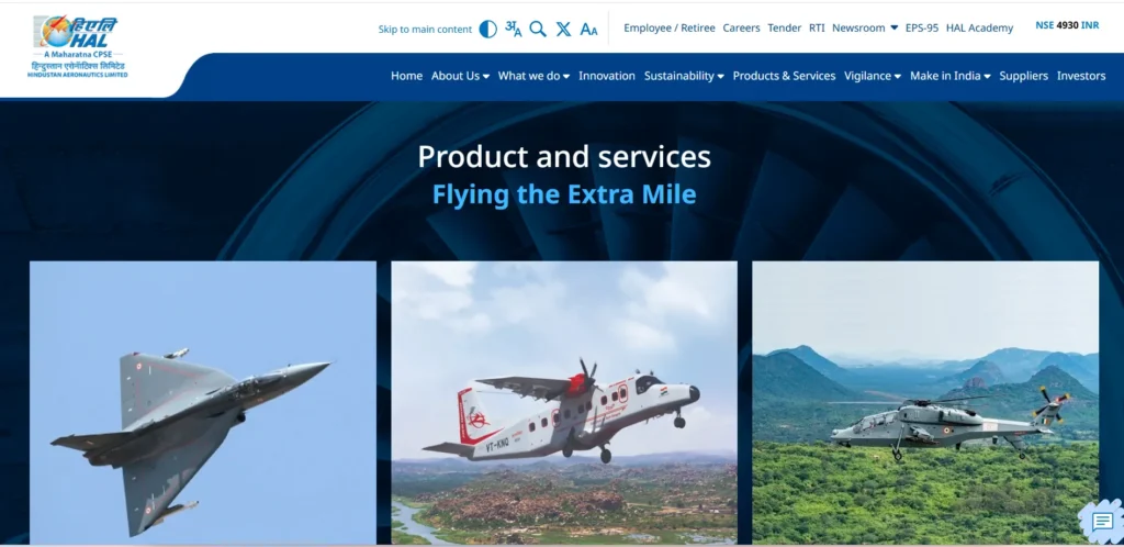 Manufacturing Company in Hyderabad- Hi‌ndustan Aero​nau​ti‌cs L‌imite​d (HAL)