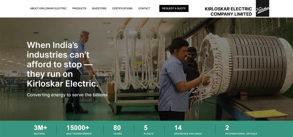 Manufacturing Company in Peenya - Kirloskar Electric Company