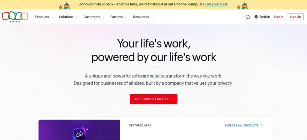 IT Company in Trichy-  Zoho Corporation