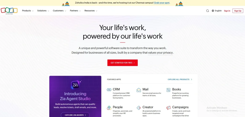 IT Company in India-   Zoho Corporation