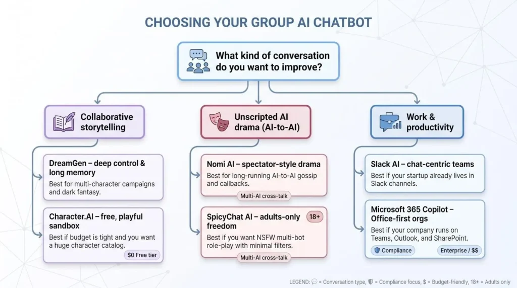 Choosing the right group chatbot