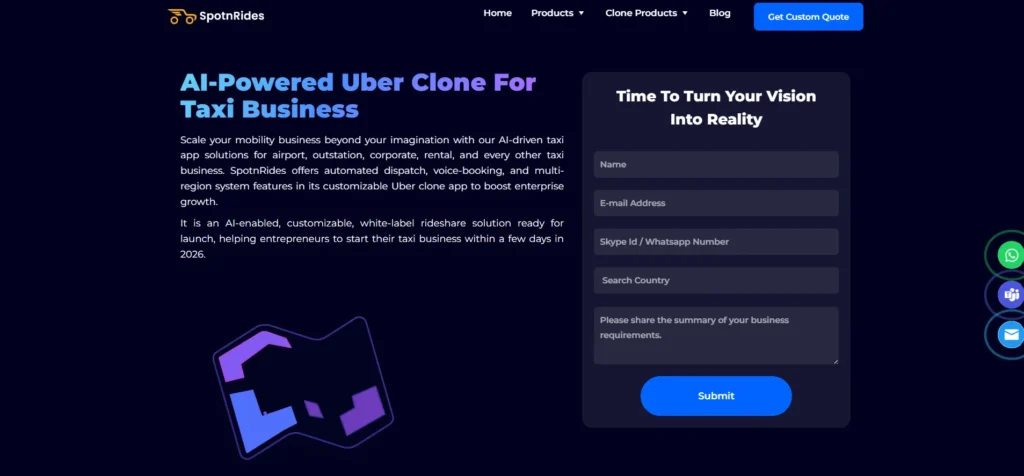 Taxi App Development Company - SpotnRides