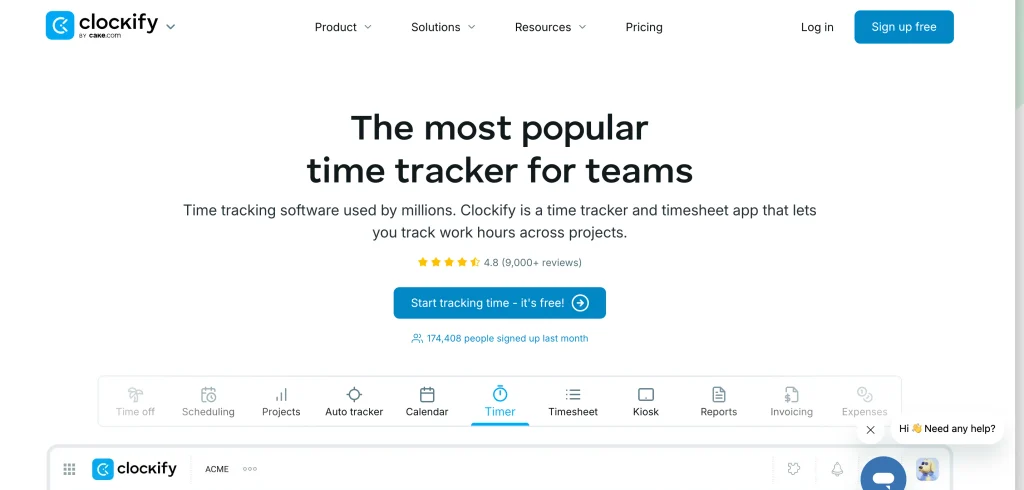 App for time management - Clockify
